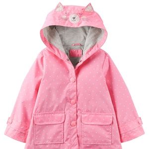 NWT Carter's 12m Girl Rain Coat Jacket, Kitty Cat